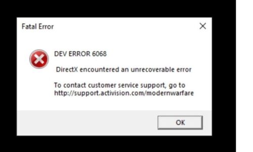 Dev Error 6068